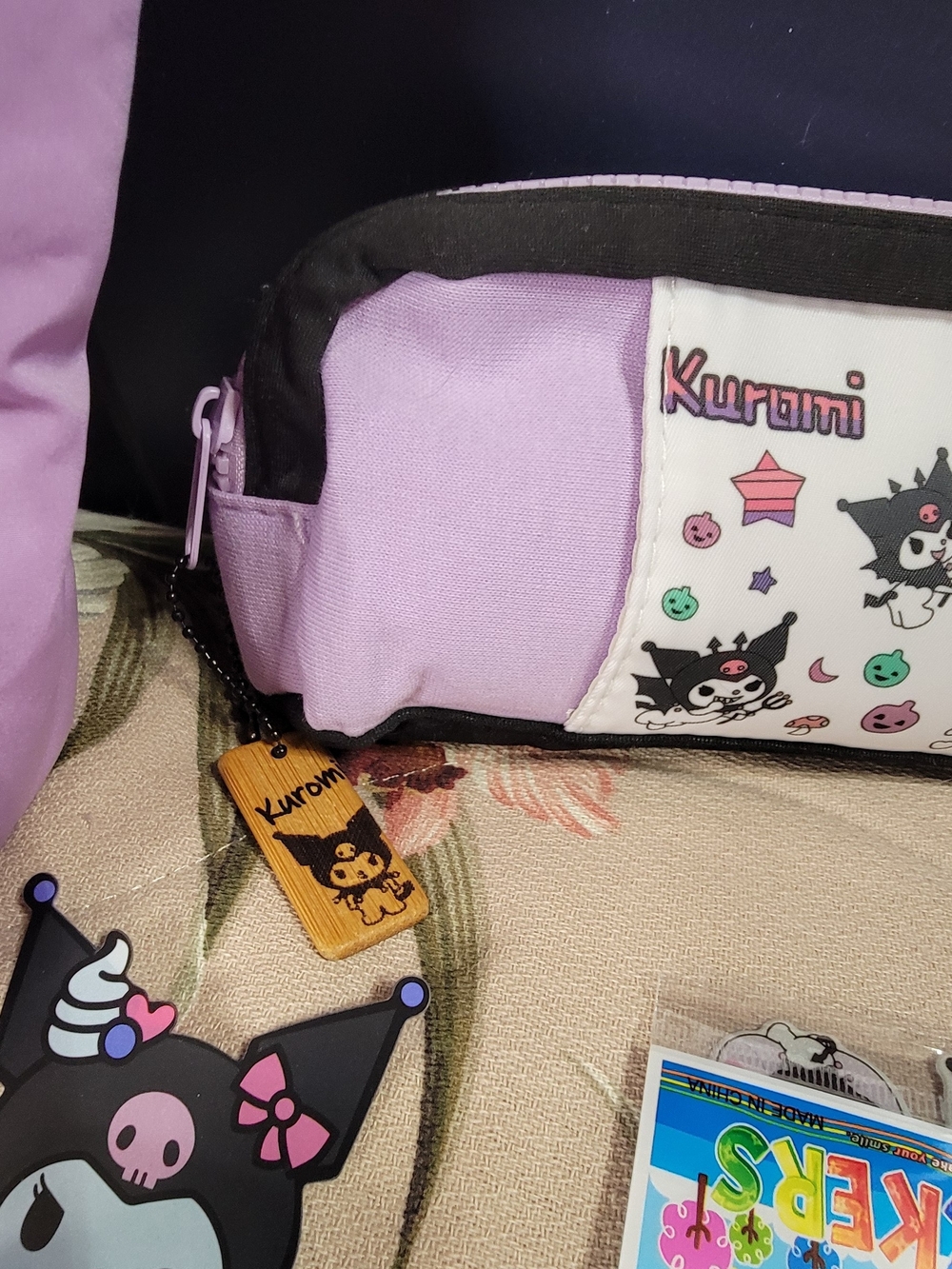 822- Sanrio Kuromi Purple Quilted Tote Bag Set - Picture 5 of 16